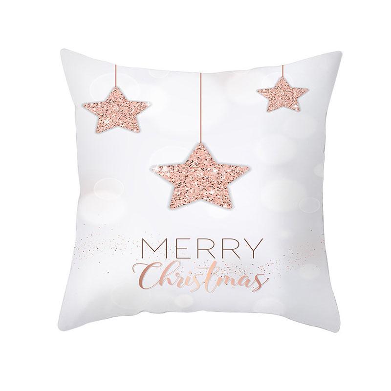 Merry Christmas Pink Gold Peach Velvet Pillowcase  Decoration Sofa Cushion Cover Bedroom Room Home  45x45cm