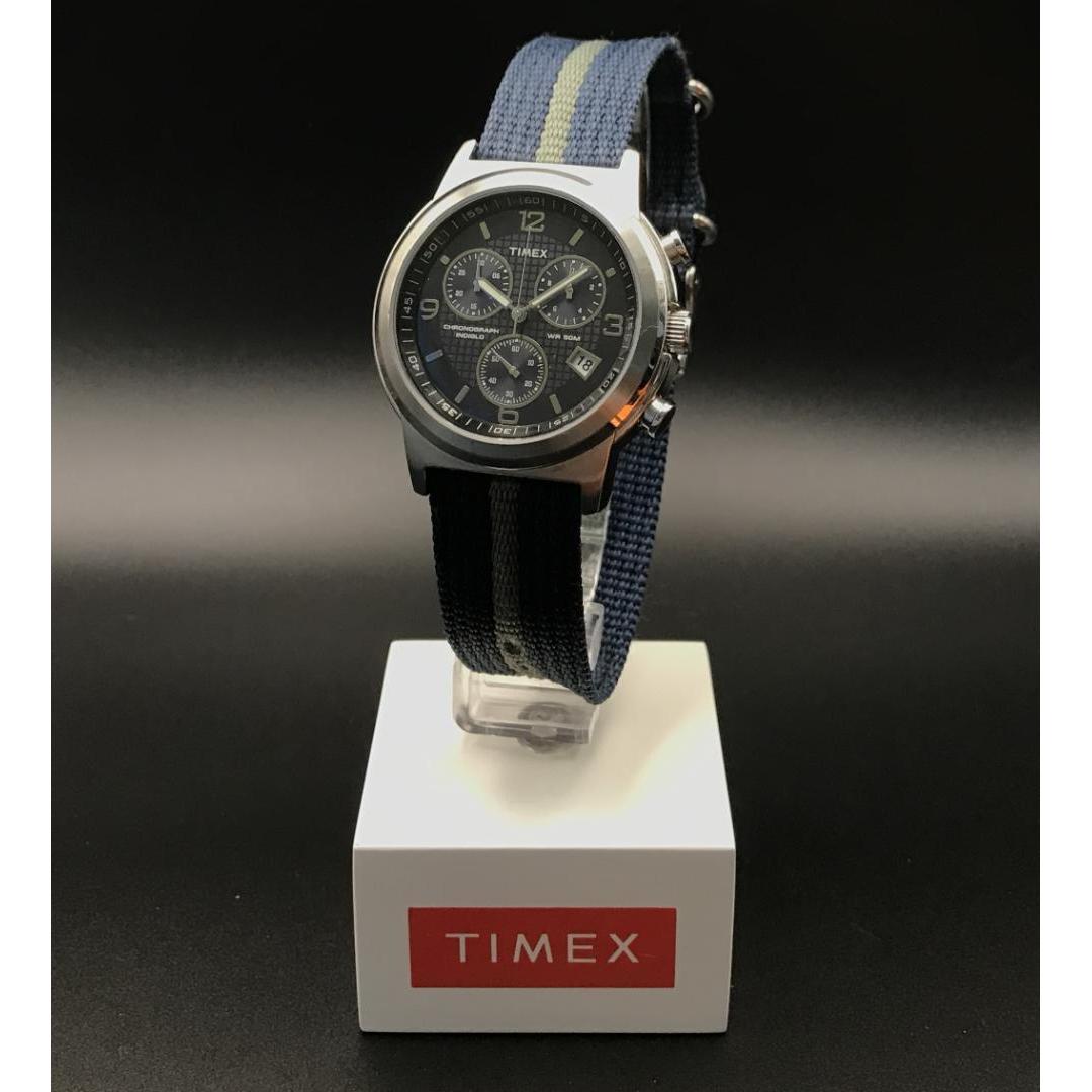 [Good condition] Timex T2N391 chronograph, navy blue dial, new battery, box included, working