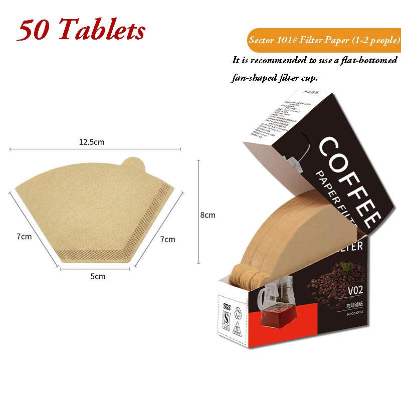 

50 шт. одноразовых кофейных фильтров, бумажные для мягкого и чистого вкуса, кофейный фильтр, 2 конуса, натуральные бумажные фильтры, 2-4 чашки, одноразовые