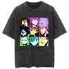 Hot Washed T-shirt "The Seven Deadly Sins" - Cartoon Loose Couple Short Sleeve Shirt