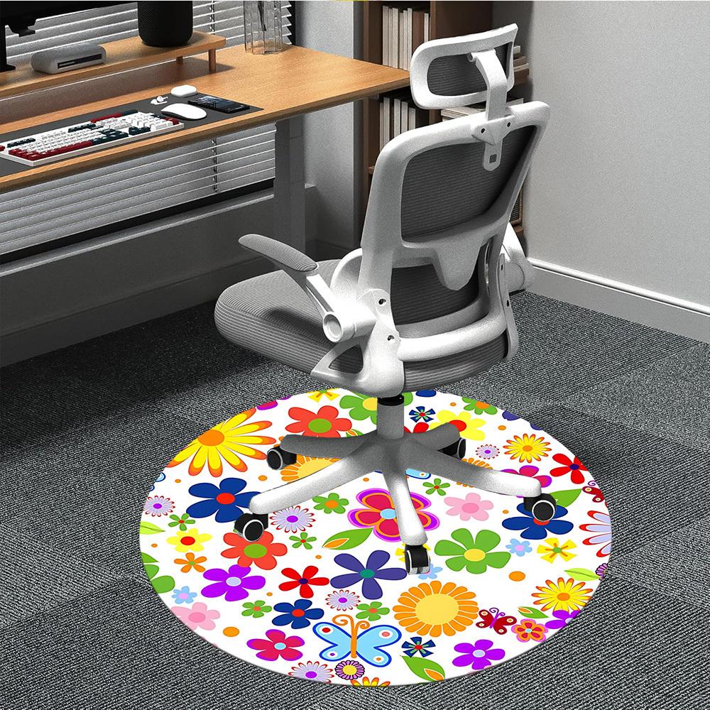 

1pc Floral Sphere Chair Carpet for Office, Non-slip, Soft and Durable Office Rug for Decoration, Perfect for Office yy260325053 80cm by 80cm