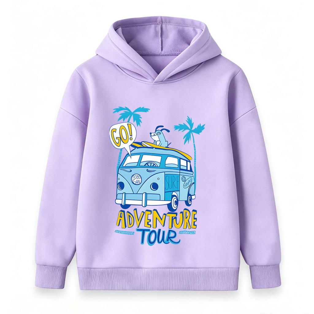 Kids Boys Girls 100% Cotton Crew Neck Short Sleeve T-Shirt, Casual Adventure Tour Surf Van Dog Palm Tree Print Summer Soft Breathable Tee for Daily Ou