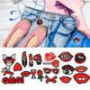 20 peças Patch Padrão Lábios Decorativo Batom Adesivo para Roupa Bordado Adesivo Patch Termocolante