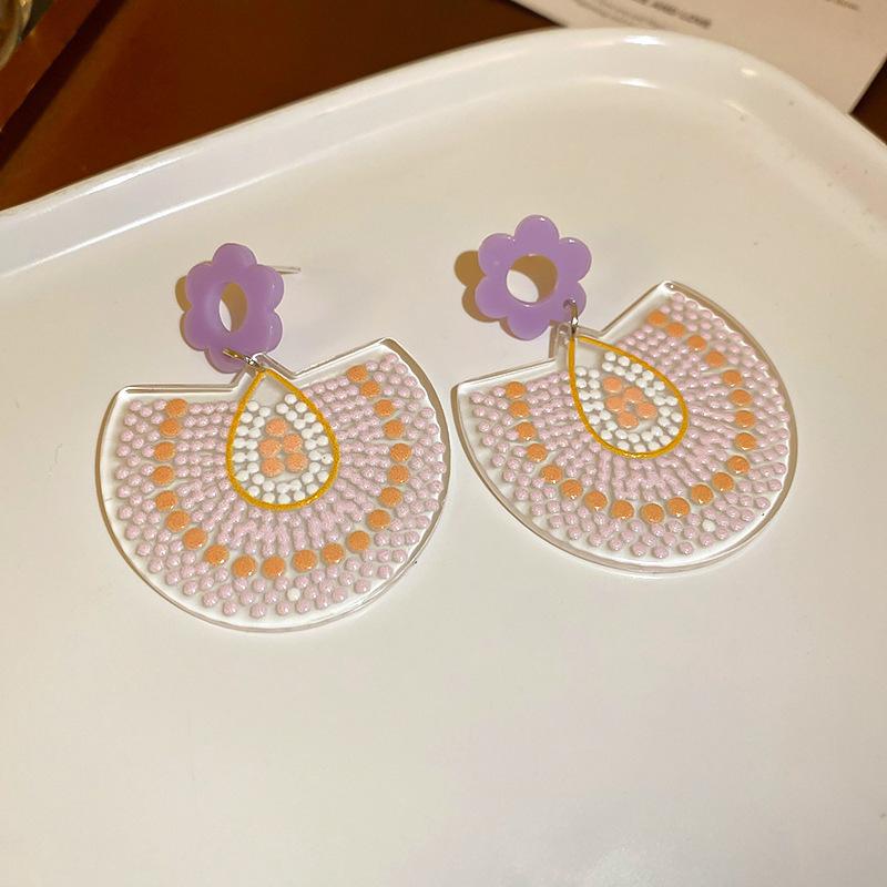 Ethnic style flower fringed earrings niche and versatile Chinese style earrings temperament light luxury high-end earrings women