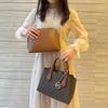 Michael Kors MK Daria Monogram Logo Pendant Vintage Leather Tote Shoulder Crossbody Bag Women bags Brown 35S1GDIC1B-BROWN