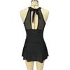 Sexy Swimsuit High-end Solid Color Dress Style Mesh Hanging Neck Style Sleeveless One-piece Swimsuit for Women