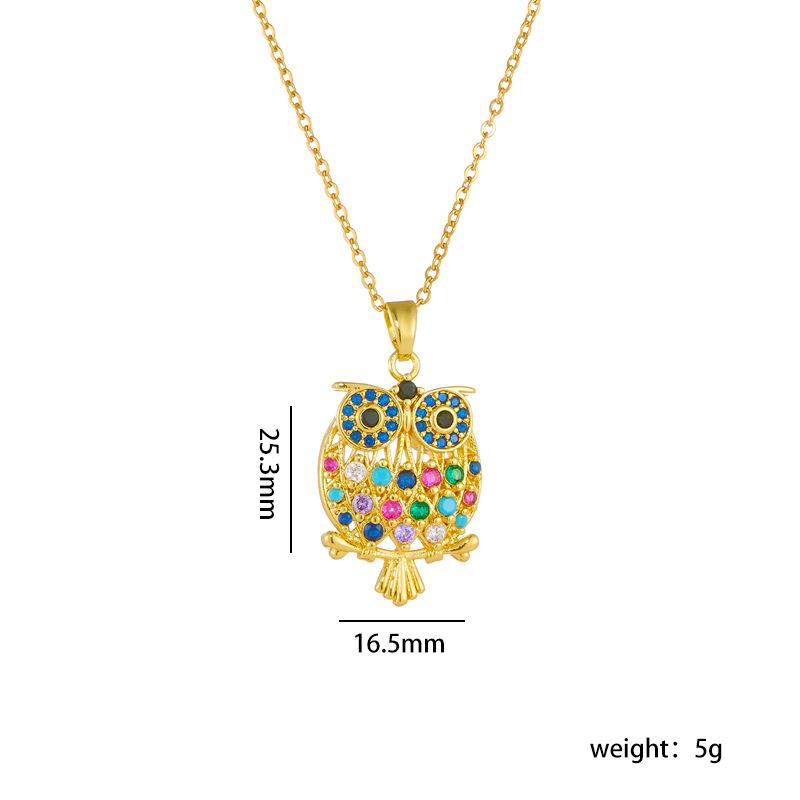 

Stainless Steel Chain Colorful Zircon Cute Owl Pendant Necklaces for Women Girls Lovely Owl Charm Jewelry Accessories Gifts