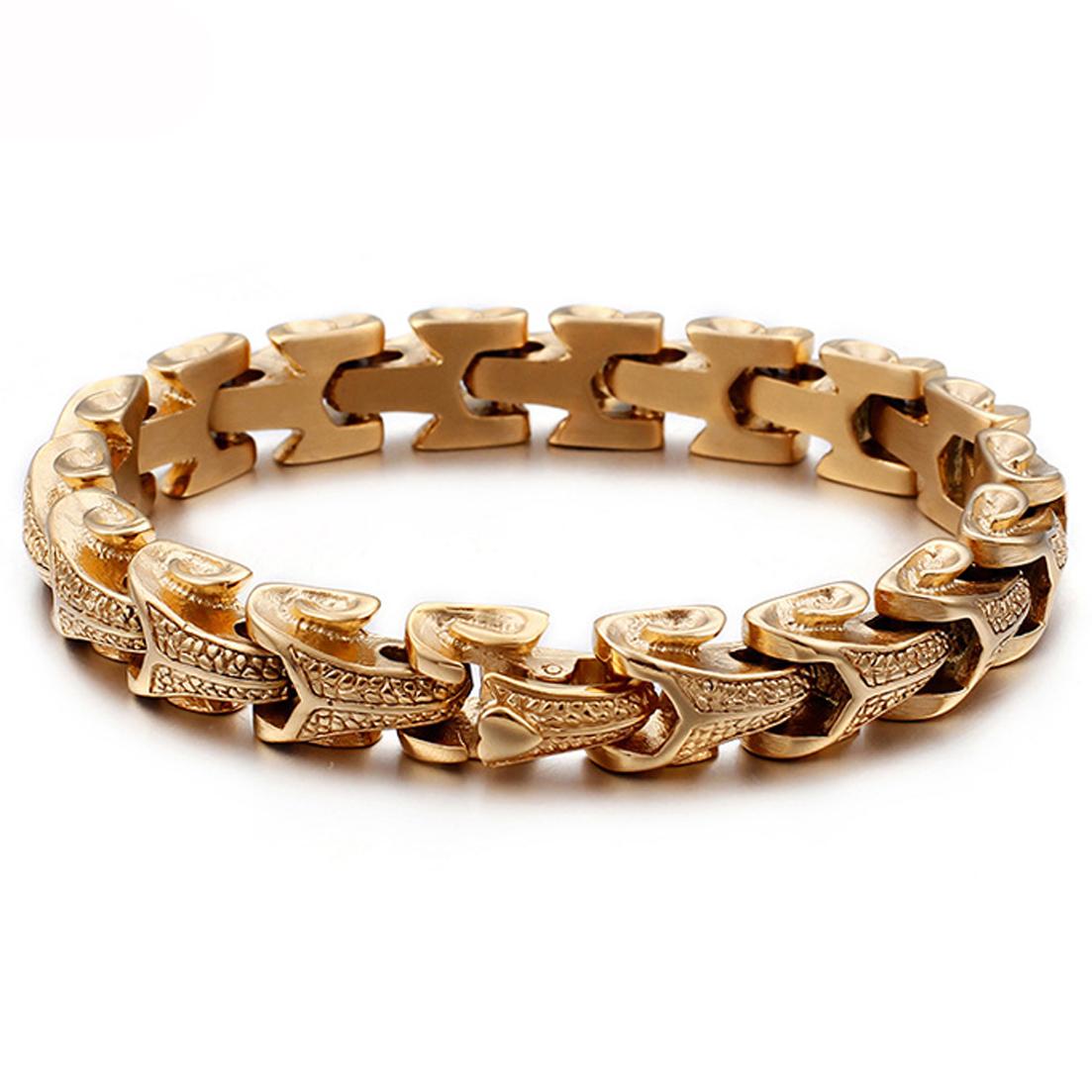 

7.48 8.26 9 Мода 15мм Нержавеющая сталь Женщины Мужчины Цепочка Браслет на руку для пары Унисекс Цепочка на запястье Ювелирное изделие Подарок 21cm золотой