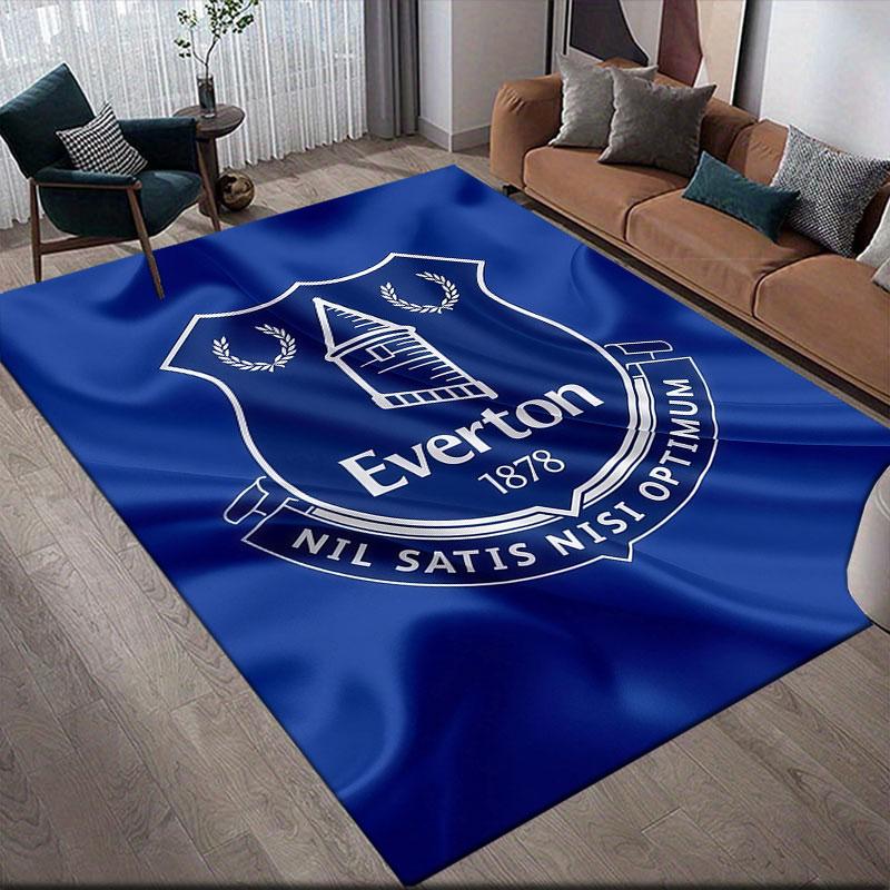 Everton FC Flannel Printed Carpet, Home Sofa Decoration for Living Room & Bedroom, Non‑Slip Play Flannel Floor Mat for Game Room