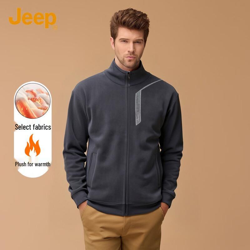 

JEEP Men s Stand Collar Thick Fleece Jacket L