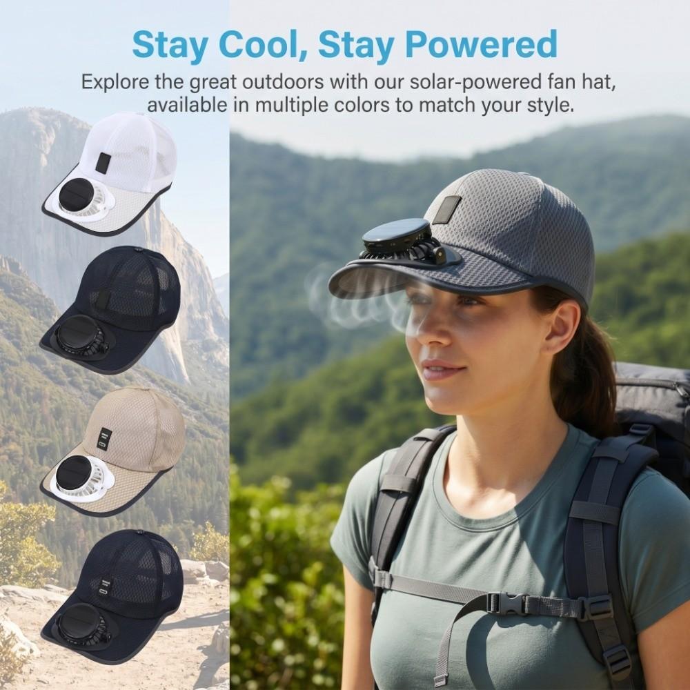 Sun Protection Solar Powered Fan Hat UV Protection Breathable Mesh Sun Hat Hot Weather