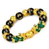 Vietnamese Sand Gold 3D Temperature-Sensitive Color-Changing Pixiu Bracelet, Obsidian Six-Character Mantra Buddha Bead Bracelet.