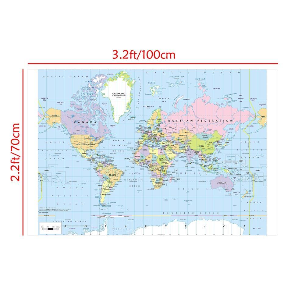 Die Politische Weltkarte mit Details Malerei Wandkunst Poster Heimdekor Kinder Schulbedarf Dekorative Hängebild