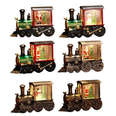 Train de Noël lumineux avec figurine du Père Noël, train de Noël lumineux, pièces décoratives avec lampe pour la maison et le bureau