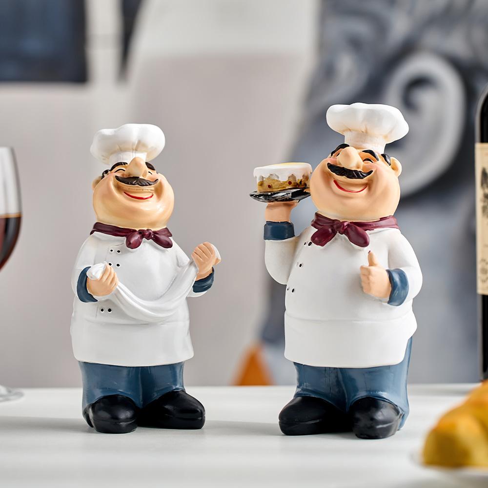 Smiling Chef Figurine Cartoon Character Sculpture And Aesthetic Statue Folk Art Ornaments Desk Accessories Living Room Home Decoration