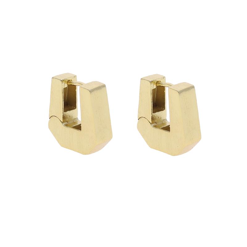 

Plain Brushed Micro Paved 5A Cubic Zirconia CZ Sparking Gold Color Geometric New Women Hoop Earring