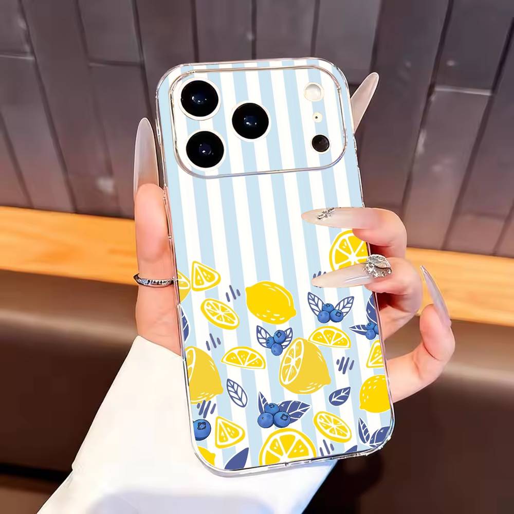 

Mediterranean Lemon Fruit art Phone Case For iPhone17,16,15,14,13,12,11 Plus,Pro Max Soft Transparent Cover iPhone14