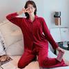 Women's Winter Style Student Thickened Warm Pajamas V-neck Homewear Two-piece Suit