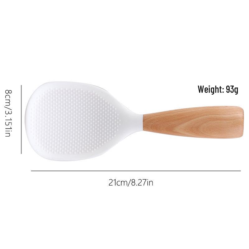 Silicone & Wood Non-Slip Heat Resistant Rice Serving Spoon
