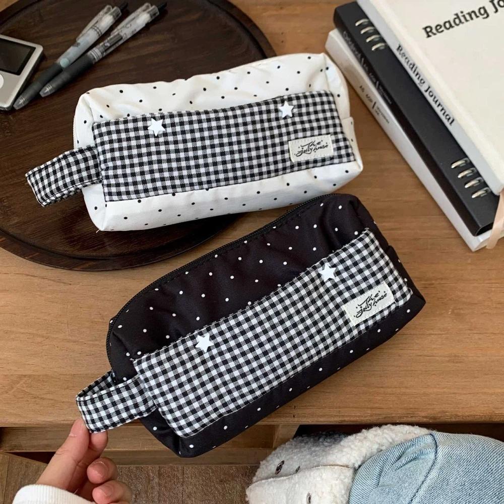 Polka Dot Star Korean Stationery Bag Makeup Bag Pen Storage Bag Handheld Pencil Bag School Office