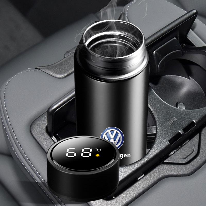 500ml Stainless Steel Car Emblem Intelligent Temperature Cup Coffee Cup For VW Polo Golf Jetta Beetle CC Tiguan Touran Passat MK7 MK5 B5 B6