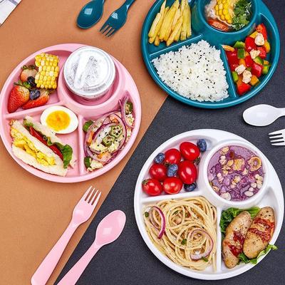 Creative Grid Plate Food Grade Material Quantitative Weight Loss Meal Children High and Low Temperature Resistant Tableware Set