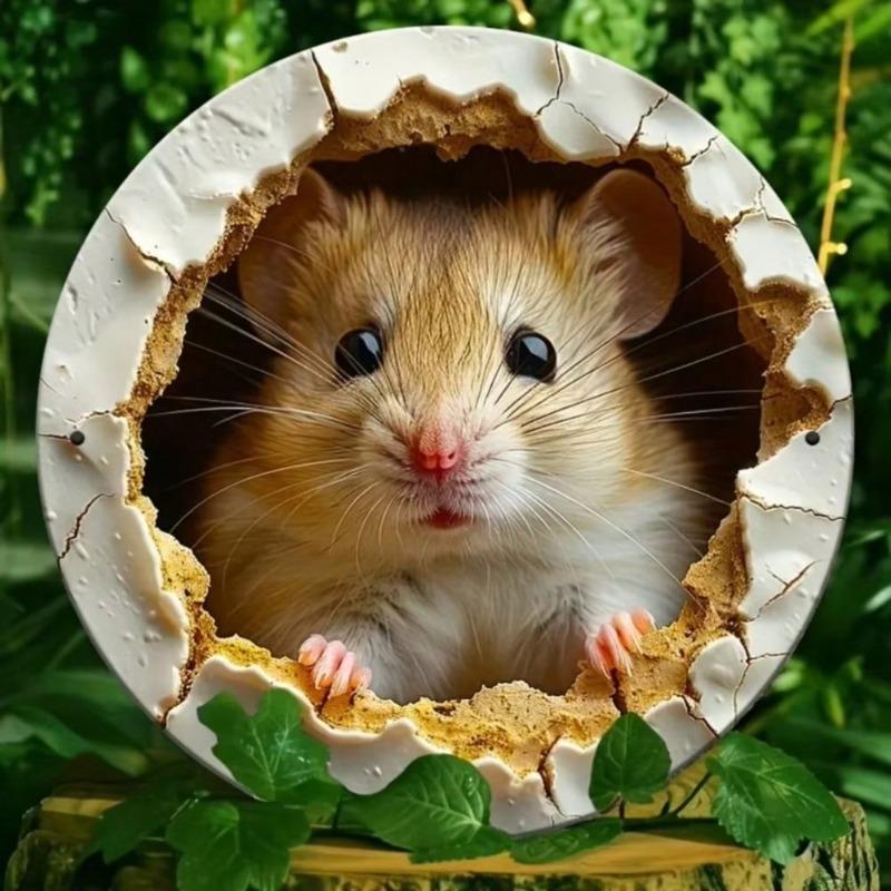 Metal Tin Sign Mouse Hole Wall Art Waterproof Home Decor