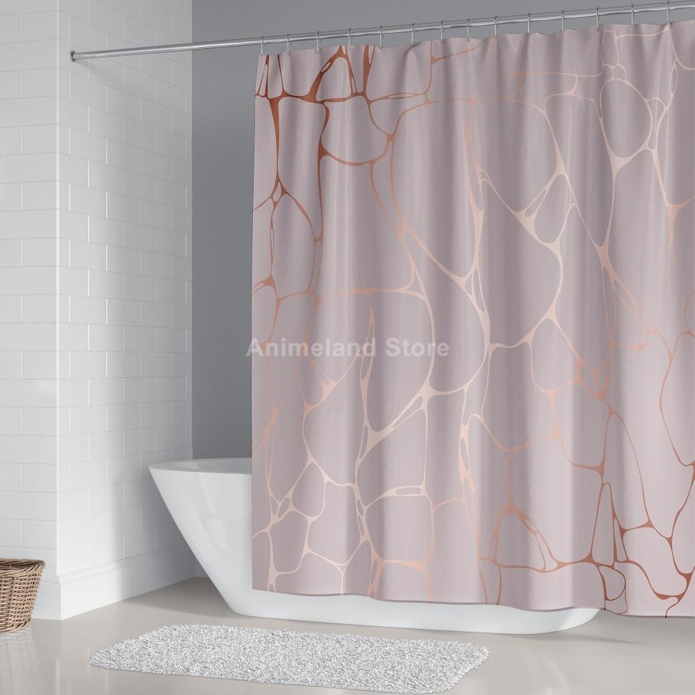 

Pink Crack Shower Curtains Fashion Bathroom Curtain Bath Sets Toilet Cover Mat Non-Slip Washroom Rug Set Modern 180X180Cm Hot W60H190(CM)-1 Pcs