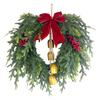 19.7In Artificial Christmas Wreath With Bell Xmas Garland Multifunctional With Red For Indoor Outdoor Decor Sturdy