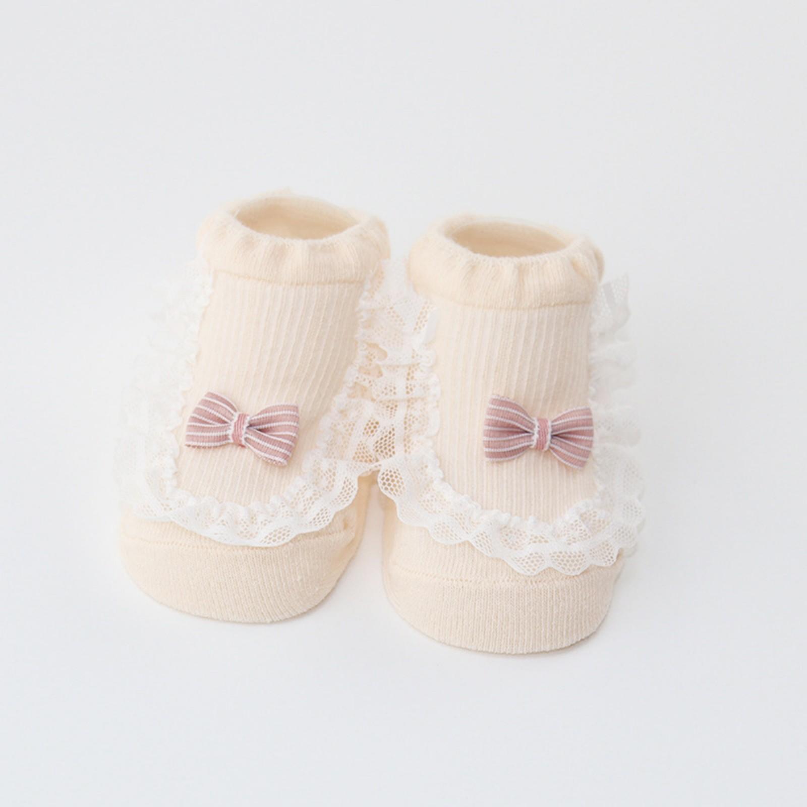 Spring/Summer Baby Lace Socks, Non-, Loose Cuffs, Comfortable Legs, Combed Cotton, Breathable Mesh, Newborn Girls  Socks M