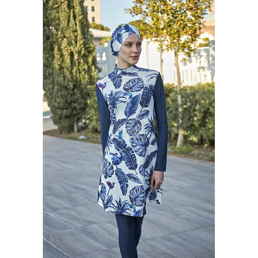 Swimsuit Women Set, Hijab Burki Set,Islamic Swimwear, Muslim Swimwear, Women Burkini,4 Pieces Set; Trousers, Tunic, Scarf, Bustier.