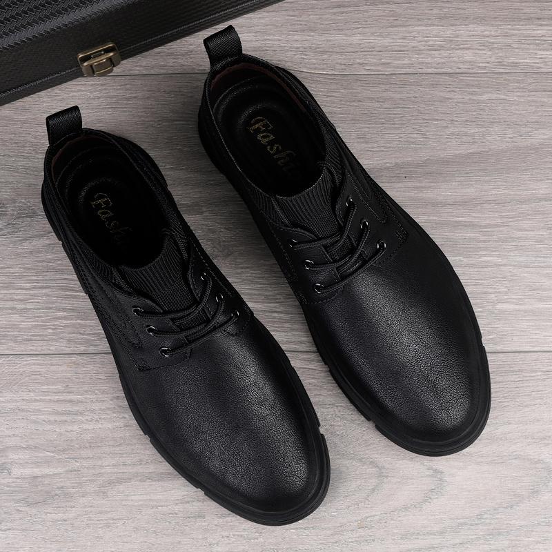 Fashion Genuine Leather Boots New Fashion Men's Motorcycle Boats Comfortable Sports Ankle Boots Male Winter Plush Snow Footwear Sneakers