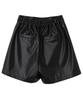 WEGO PU Faux Korean Size Black Women's Vintage-Like Shorts, Trousers, Bottoms, Leather, Style, Girly, Casual, Gift, Spring, Autumn, Winter, M,