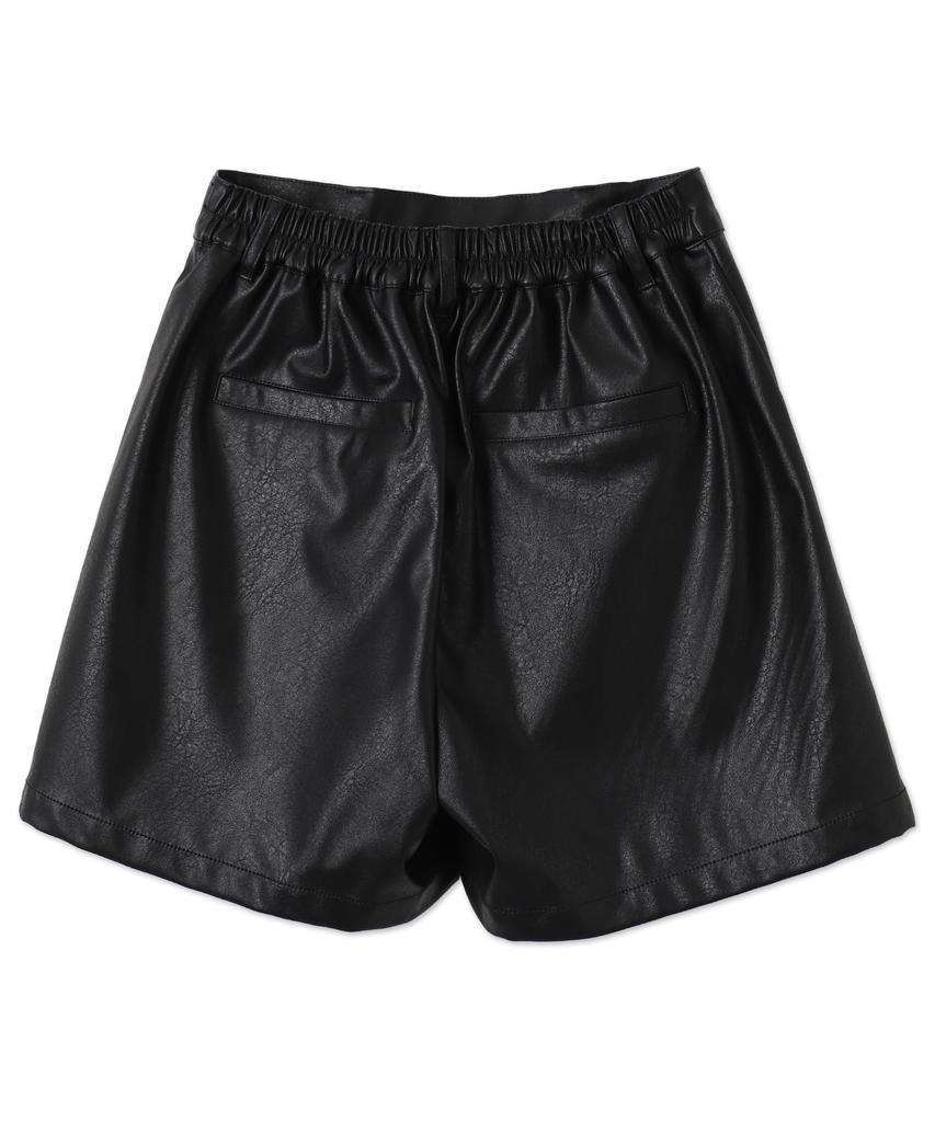 WEGO PU Faux Korean Size Black Women's Vintage-Like Shorts, Trousers, Bottoms, Leather, Style, Girly, Casual, Gift, Spring, Autumn, Winter, M,