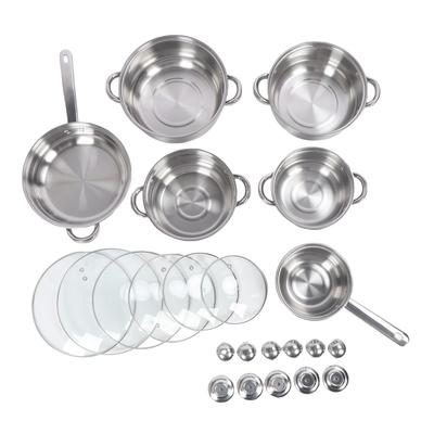 6 Pcs Stainless Steel Pots and Pans Set Even Heating Thickened Easy To Clean Cookware Set with Lids