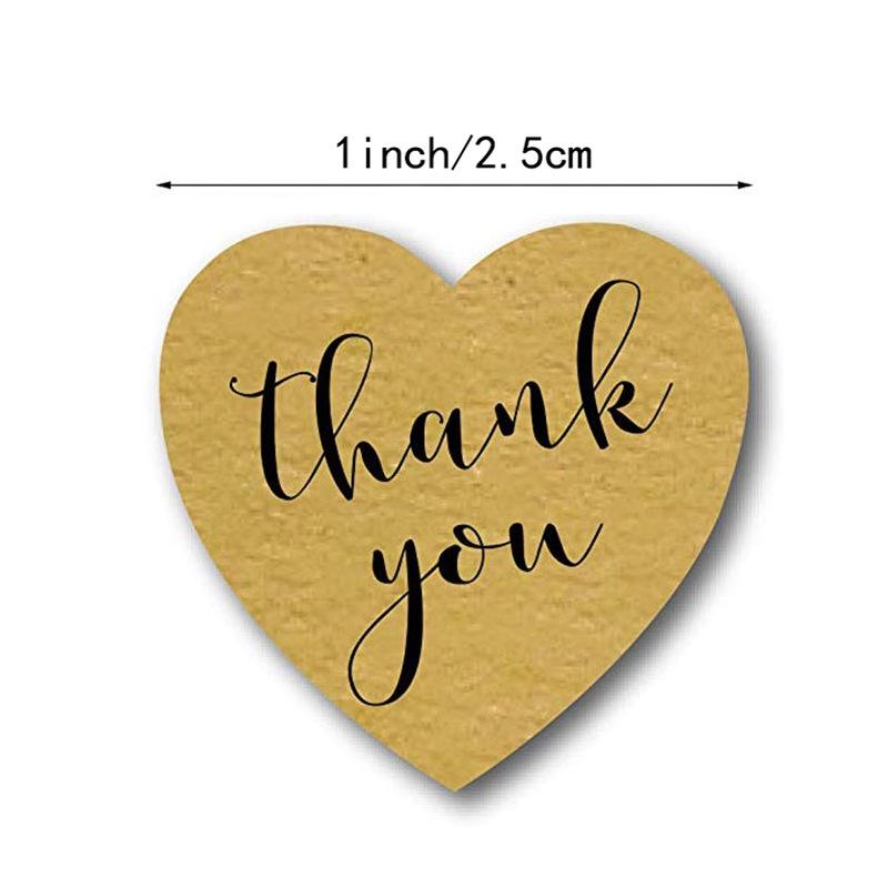 500 Heart-Shaped Kraft Paper Sealing Stickers: Thank You Gift Decorative Adhesive Labels