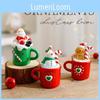 Christmas Resin Santa Claus Ornament With Gingerbread Snowman And Elder Tea Cup For Holiday Decor