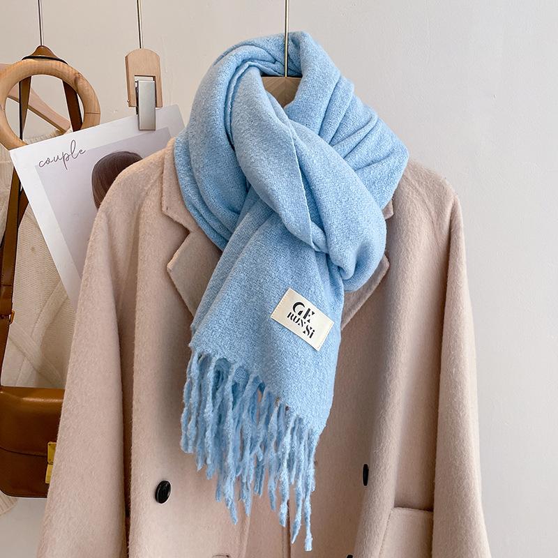 New solid color casual scarf simple fashion scarf men's and women's thickened versatile shawl
