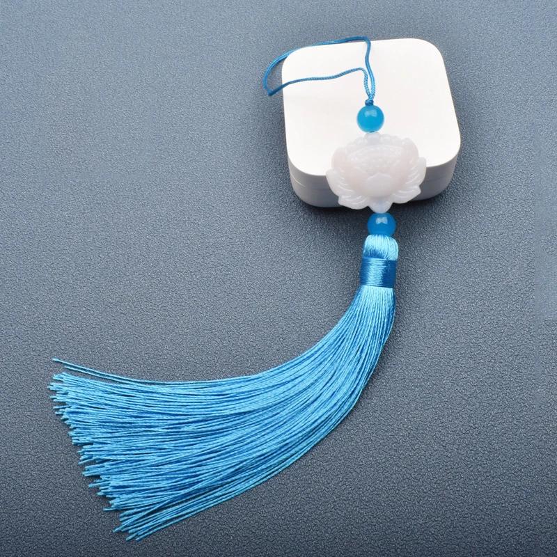 

1 Pcs White jade lotus Fringe Trim Bookmark Silk Tassels Pendant DIY Sewing Curtains Accessories Clothes Bag Craft Supplies 1 PCS небо синє кольору