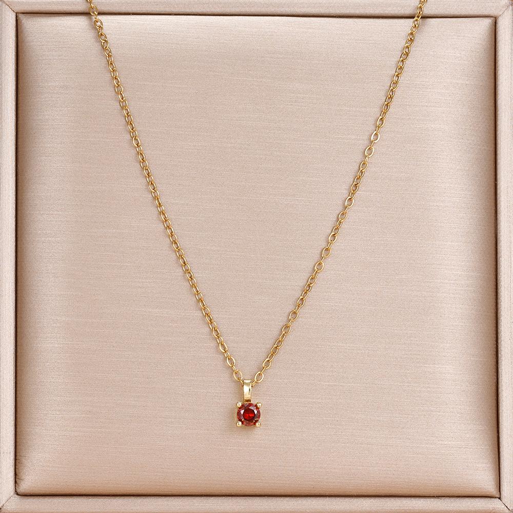 18 Karat Vergoldete Halskette Einzelner Funkelnder Zirkon Edelstahl Schlüsselbein Kette für Damen Hochzeits Schmuck collares