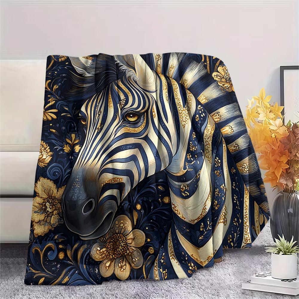Zebra Print Flannel Blanket, High quality Comfortable for All Seasons, Home Decor, Warmth and Comfort, Perfect for Christmas Gifts