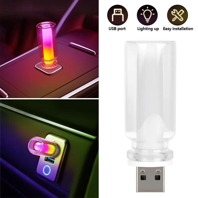 Universelle Auto-USB-LED-Kerzenstil-Lampe Retro 5V LED-Birnen Regenbogenfarbe Glühbirnen-Atmosphäre Dekorationslicht