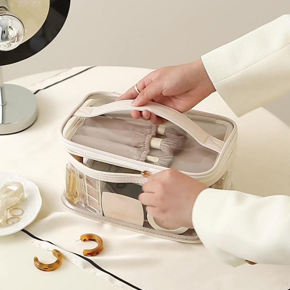 Transparent PU Cosmetic Bag Toiletry Bag Makeup Bag Practical Cosmetics and Jewelry Bag  Studio