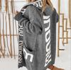 Gebreid vest Dames Herfst Middellange truijas Letter Capuchon Gebreide Dameskleding