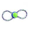Pet Toys Figure-8 Shape Interactive Chewing Rope with Built-in Tennis Ball Durable Natural Cotton Tug of War Toy for Teeth Cleaning Fresh Breath Dogs