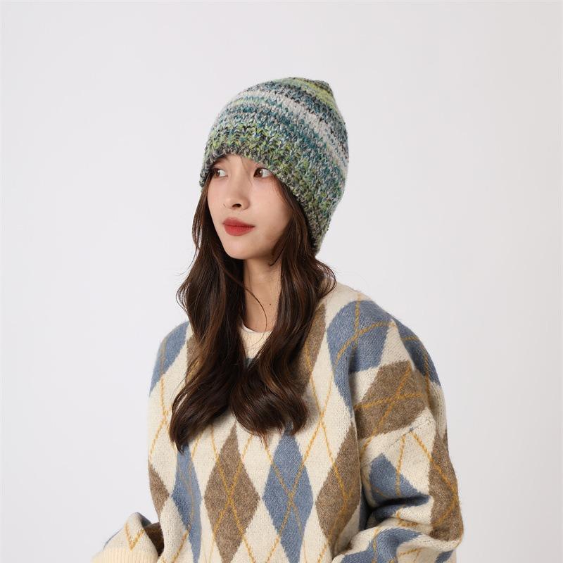 

Dopamine Rainbow Color Handmade вязаная шапка для детей 2024 Новинка Осень/Зима вязаная шапка теплая холодная шапка комплект one size