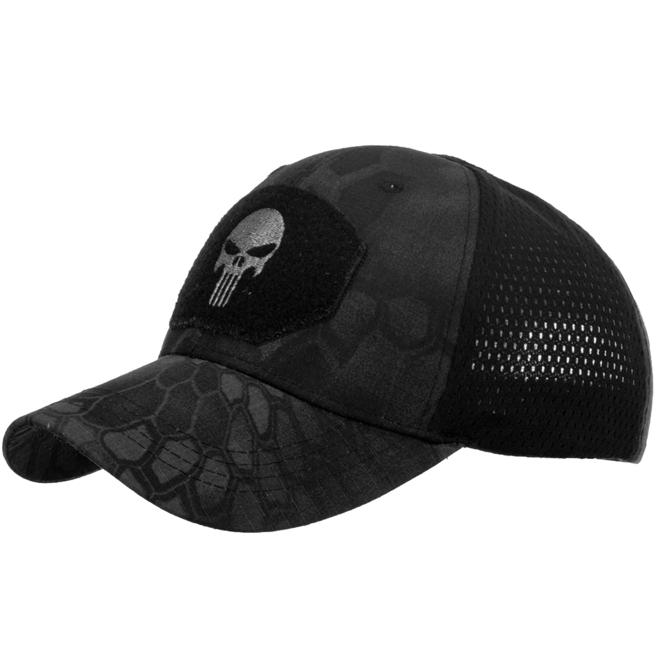 

Mesh Cap Python Pattern Skull Hat Running Outdoor Women Men CA684 Pattern [White Fang] (Python Black)