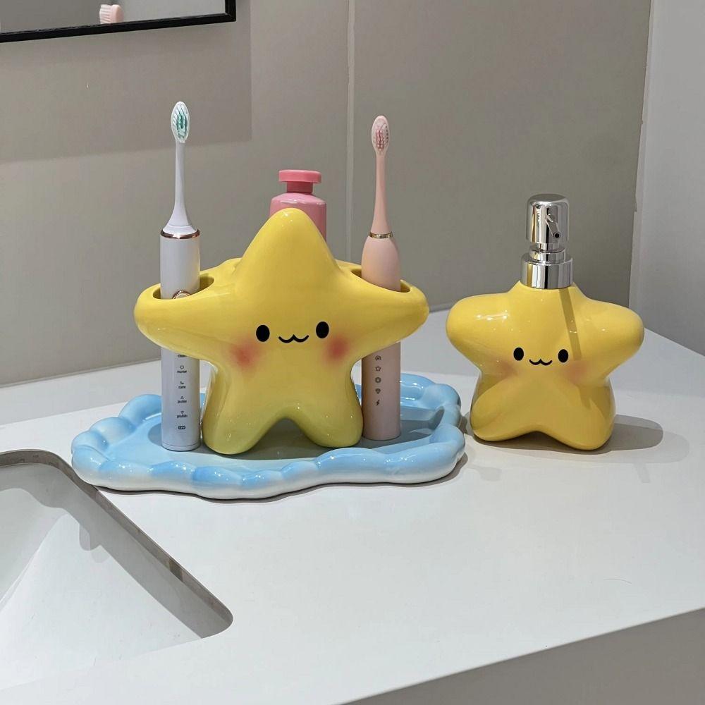 400ML Foaming Soap Dispenser Cute Ceramic Star Lotion Bottle Hand Sanitizer Bottle  Bathroom Use