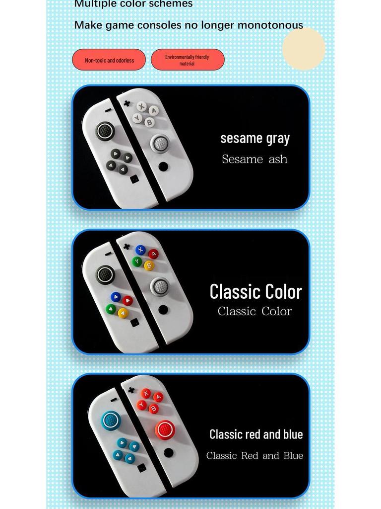 Switch Silicone Keycap - Directional Joystick Cap and Colored Button Sticker for Joy-Con