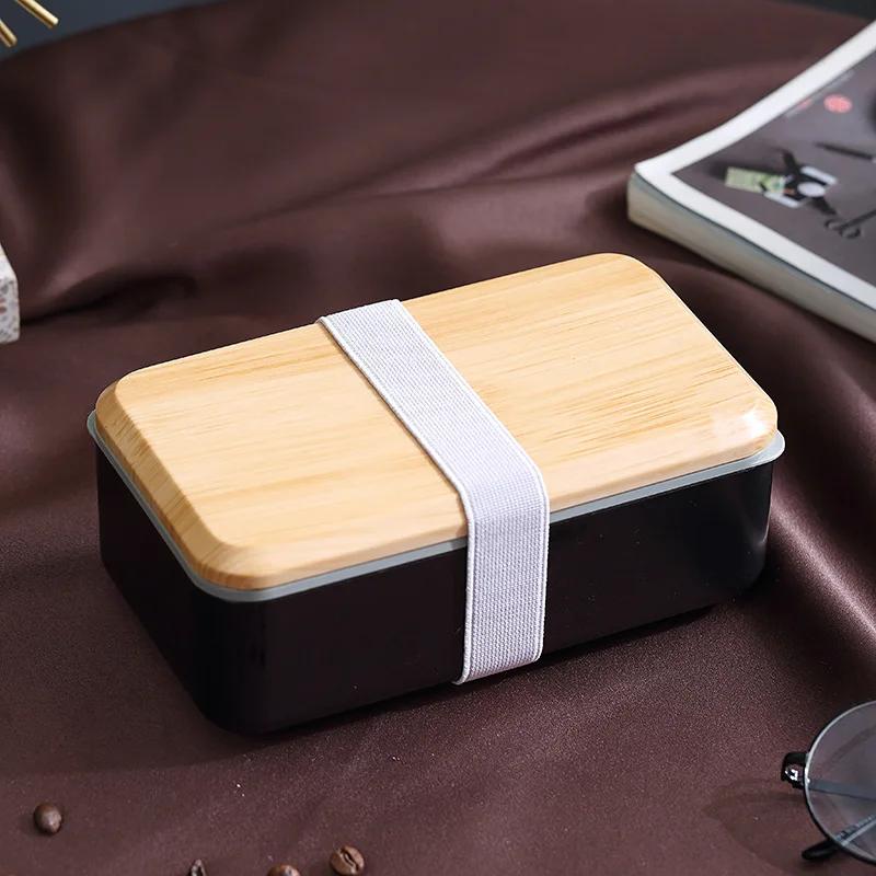Wood Grain Lunch Box Large Volume Double Layer Sealed Leak-proof Microwave Oven Bento Box Handy Food Storage Container
